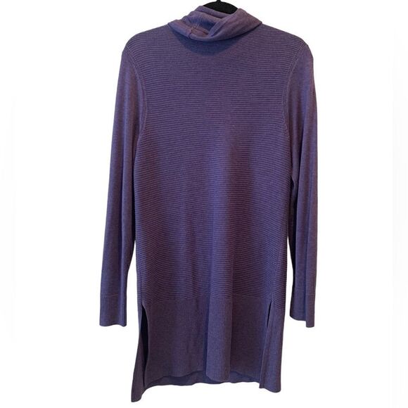 Adrienne Vittadini Large Purple Tunic Cowl Neck Sweater Medium - Picture 3 of 3